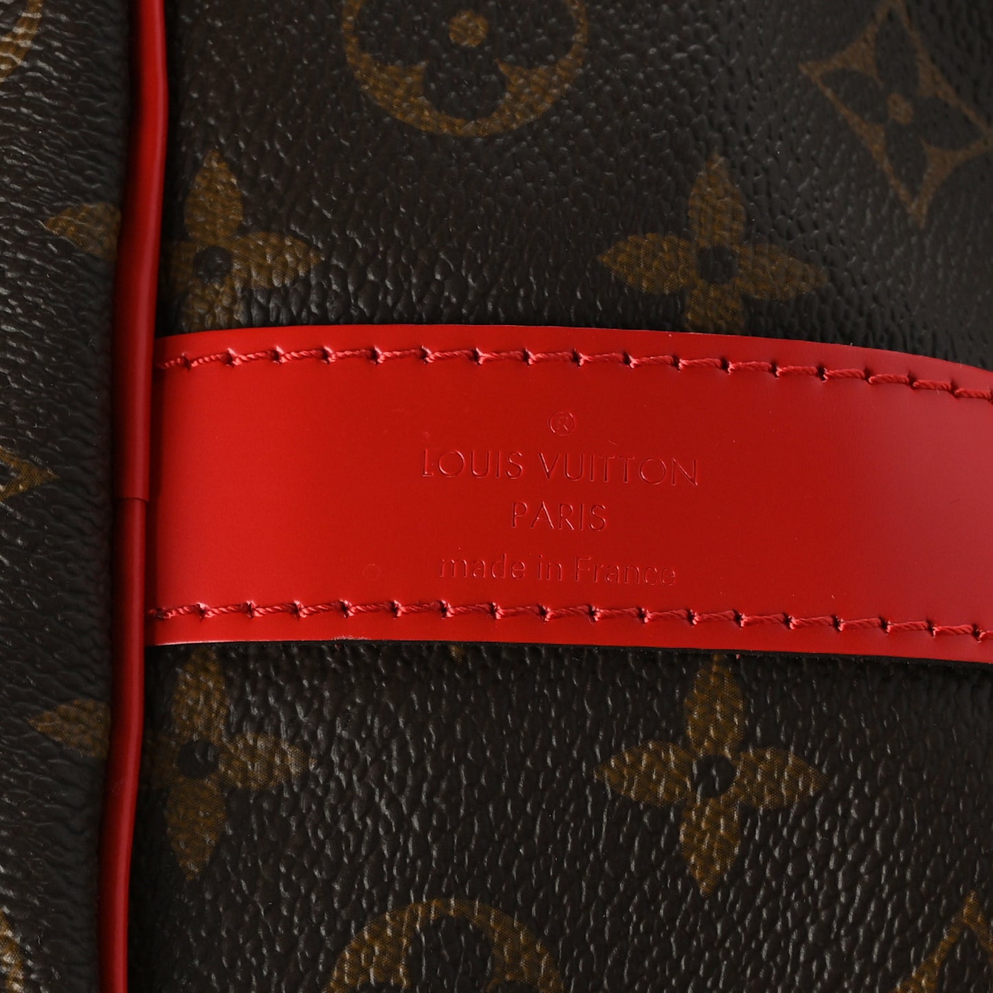 Calfskin Monogram Keepall Bandouliere 50 Coquelicot