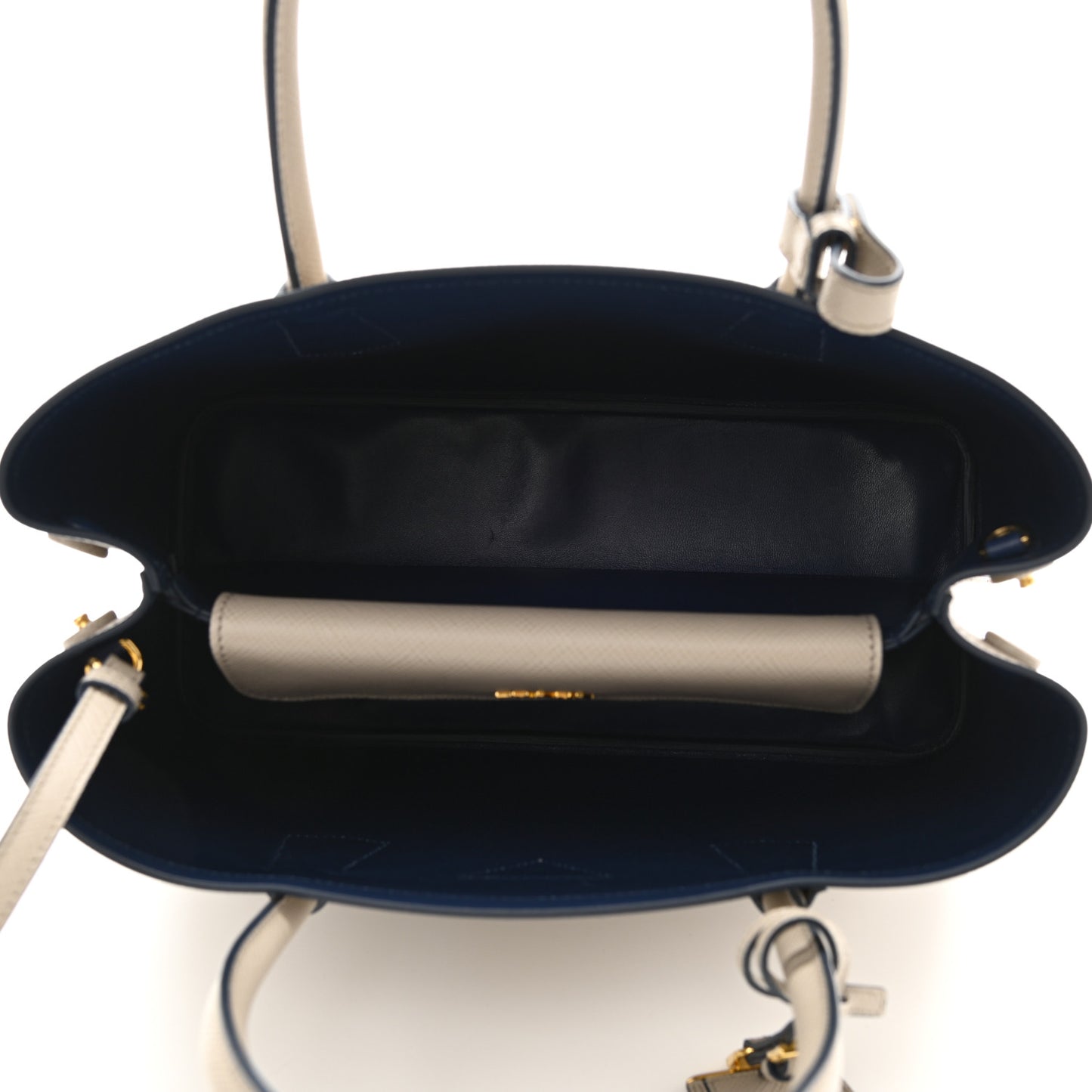 Saffiano Cuir Medium Double Bag Pomice Bluette