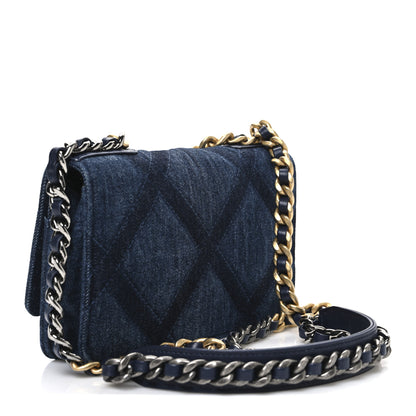 Chanel Denim Quilted Chanel 19 Wallet On Chain WOC Blue 2 of 9