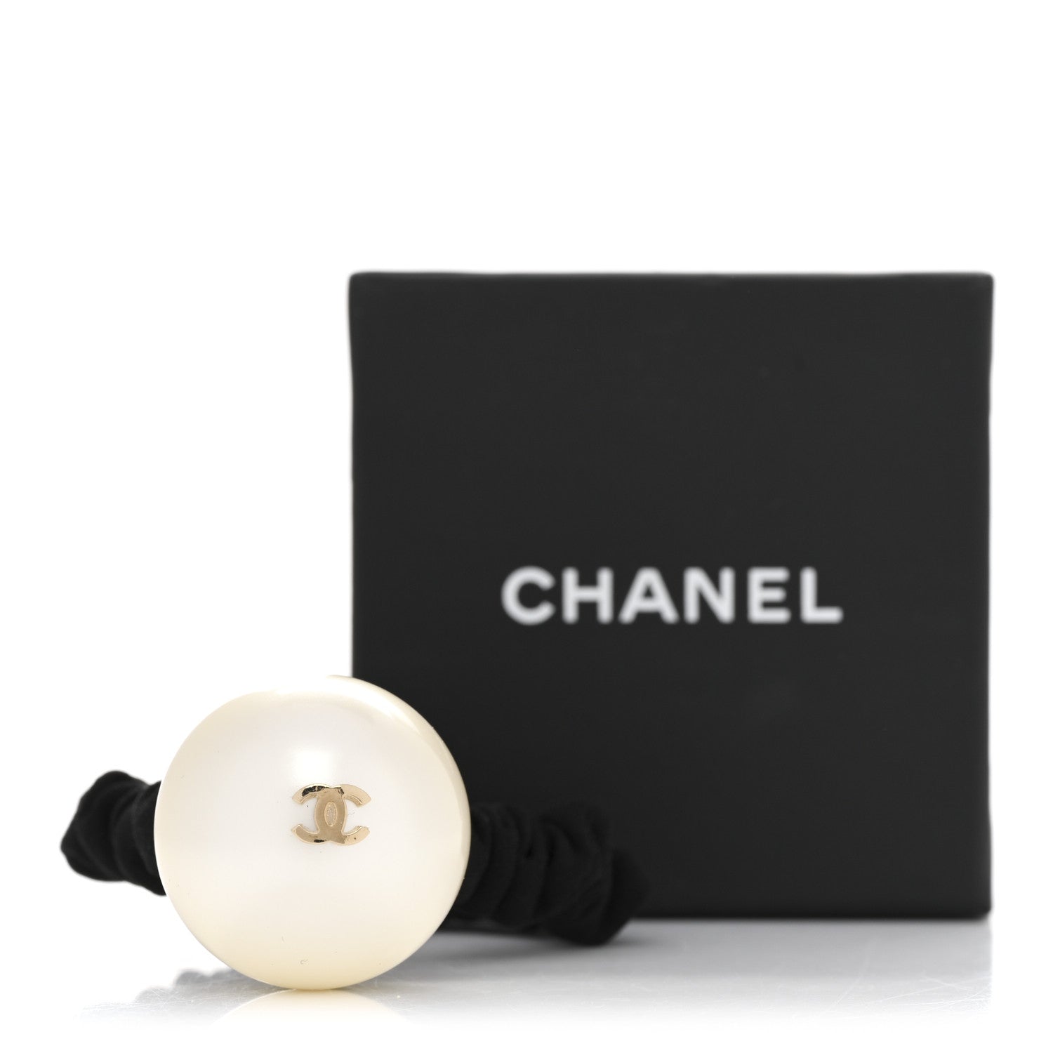 CHANEL パール風ボール ヘアゴム Chanel Pearl CC Hair Tie Black Gold Pearly White 1846601