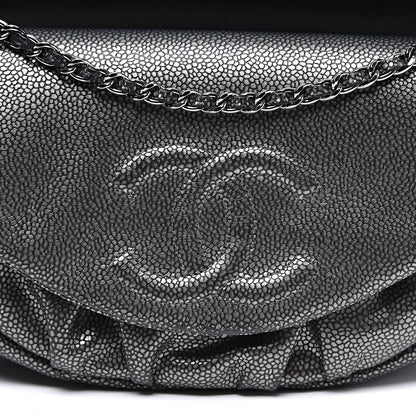 Chanel Metallic Caviar Half Moon Wallet On Chain WOC Dark Silver 12 of 13