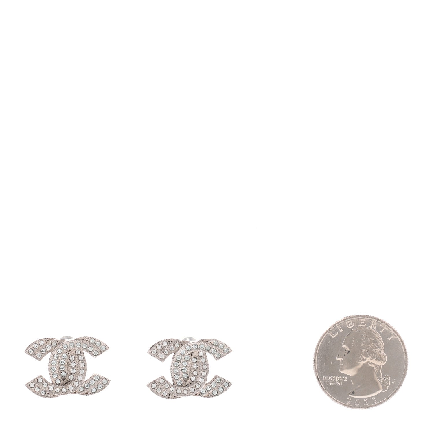 Chanel Crystal Double CC Earrings Light Gold 2 of 4