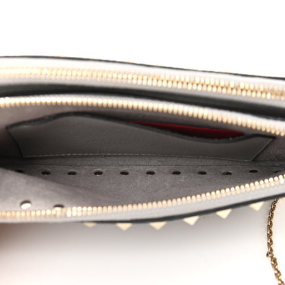 Valentino Garavani Pebbled Calfskin Rockstud Double Zip Camera Crossbody Bag Grey 6 of 11