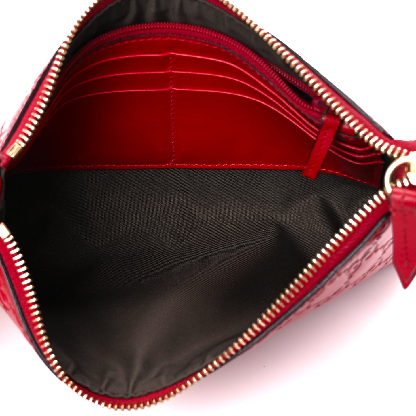 Guccissima Signature Wrist Wallet Hibiscus Red