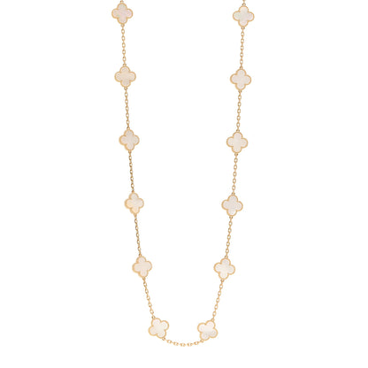 Van Cleef & Arpels 18K Yellow Gold Mother of Pearl 20 Motifs Vintage Alhambra Necklace 1 of 6