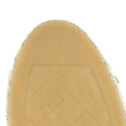 Chanel Velvet Tweed CC Espadrilles 37 Navy Grey 7 of 11