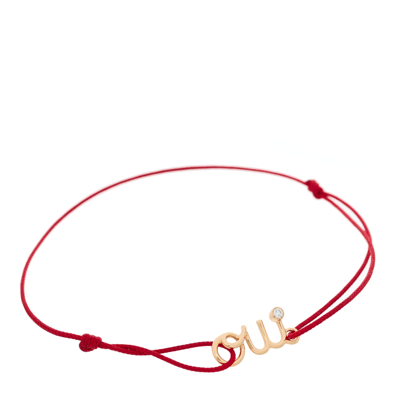 Christian Dior 18K Rose Gold Diamond Oui Cord Bracelet Red 1 of 4