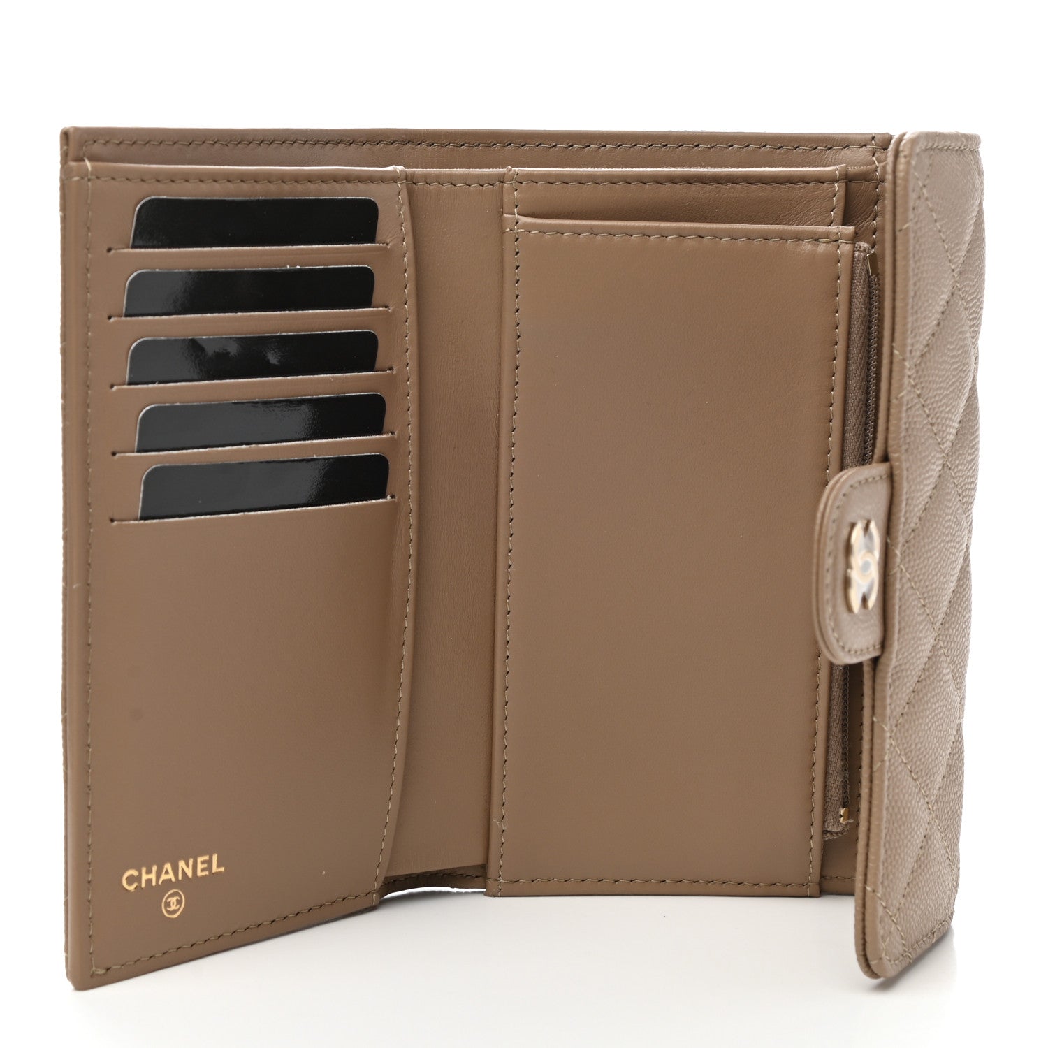 Chanel Caviar Quilted Medium Flap Wallet Beige 5 of 9