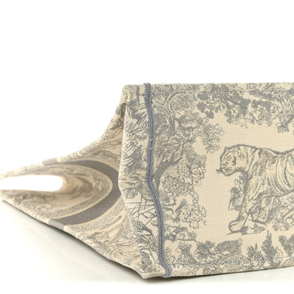 Christian Dior Canvas Embroidered Large Dioriviera Toile De Jouy Book Tote Gray 9 of 11