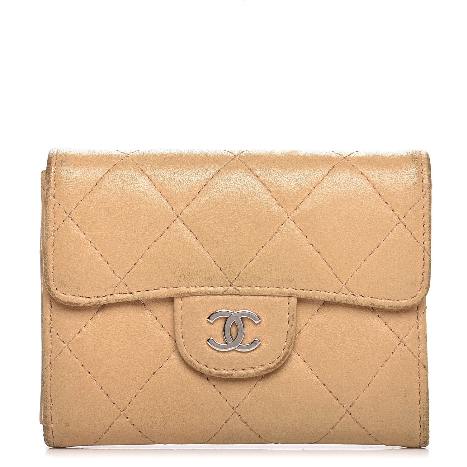 Chanel Lambskin Quilted Flap Card Holde Walletr Beige 1 of 13