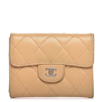 Chanel Lambskin Quilted Flap Card Holde Walletr Beige 1 of 13