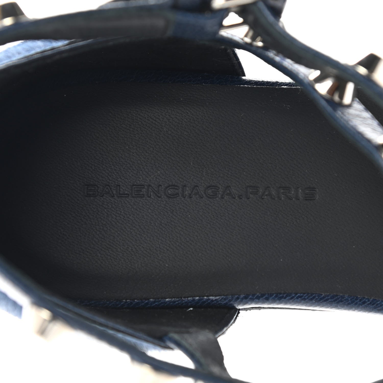 Balenciaga Agneau Pony Hair Studded Thong Sandals 36 Blue 7 of 9