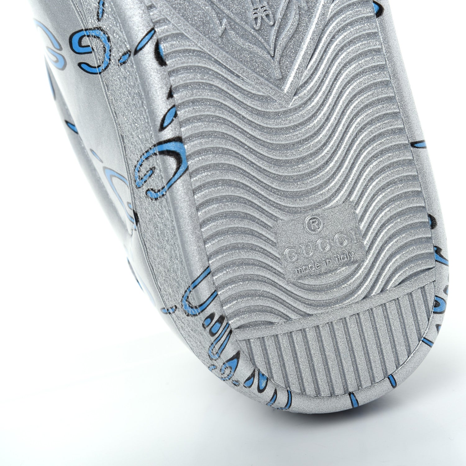 Gucci Miro Rubber Wax GucciGhost Print Mens New Ace Sneakers 8 Silver 9 of 10