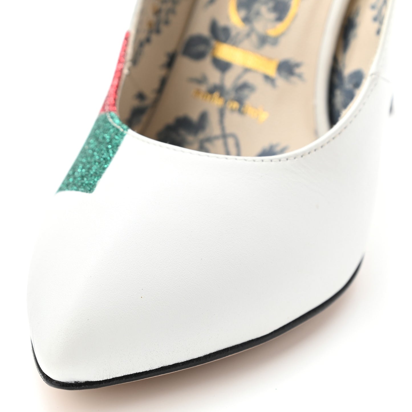 Calfskin Glitter Web High Heel Slingback Pumps 35.5 White