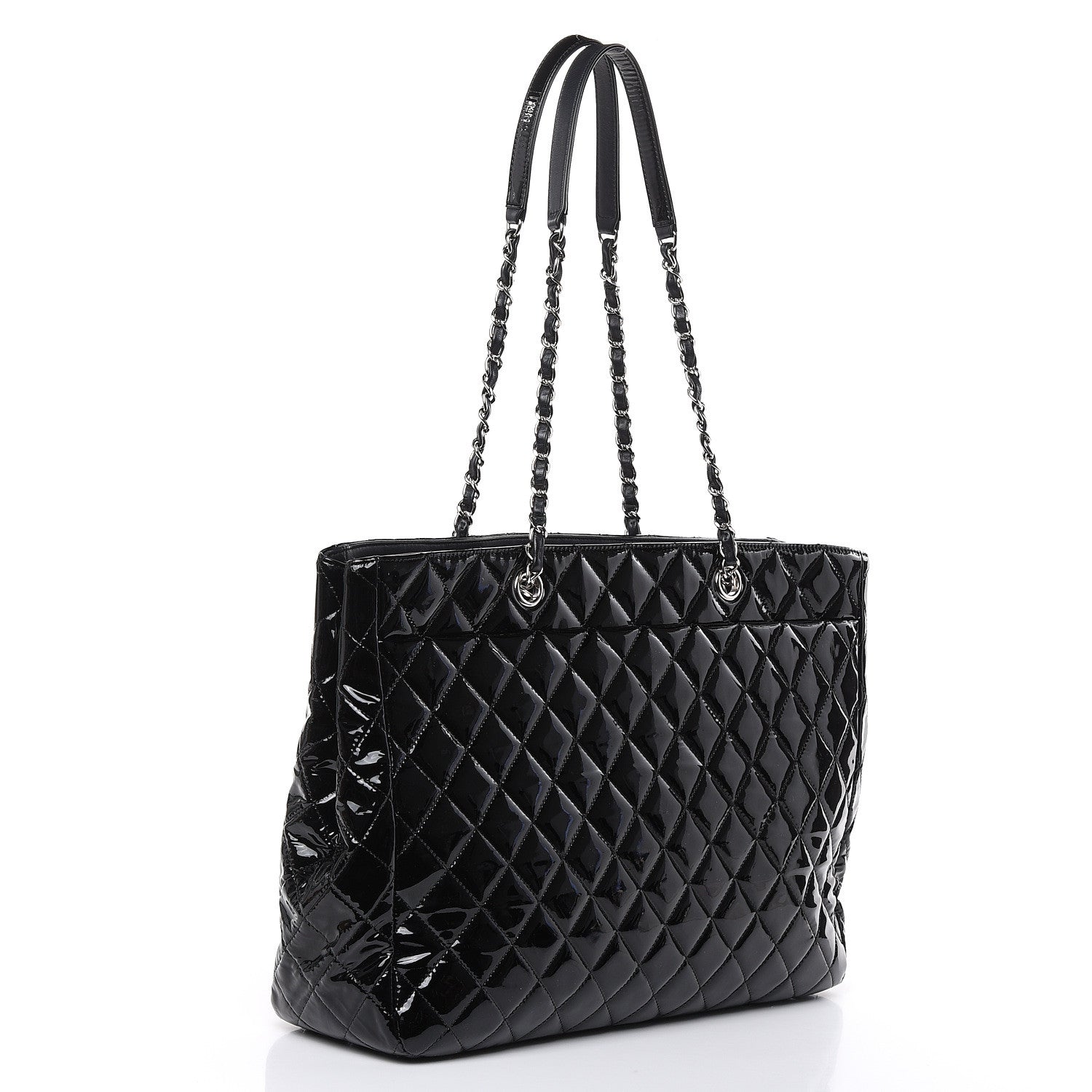 Chanel Patent Quilted Large Classic Shopping Tote Black 3 of 12