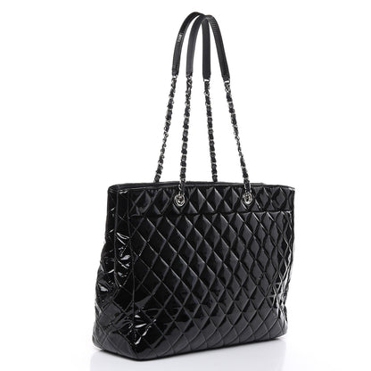 Chanel Patent Quilted Large Classic Shopping Tote Black 3 of 12