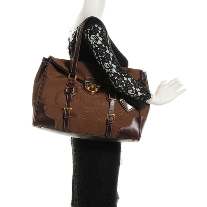 Prada Jacquard Logo Shoulder Bag Bruciato 2 of 11