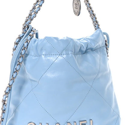 Chanel Shiny Calfskin Quilted Mini Chanel 22 Light Blue 8 of 10