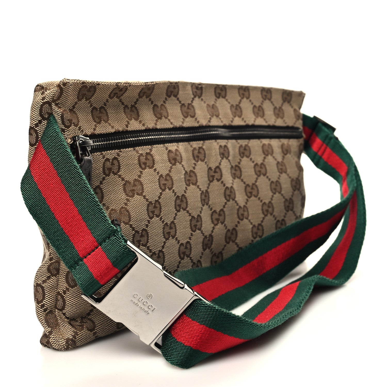 Gucci GG Monogram Web Double Pocket Belt Bag Dark Brown 2 of 10