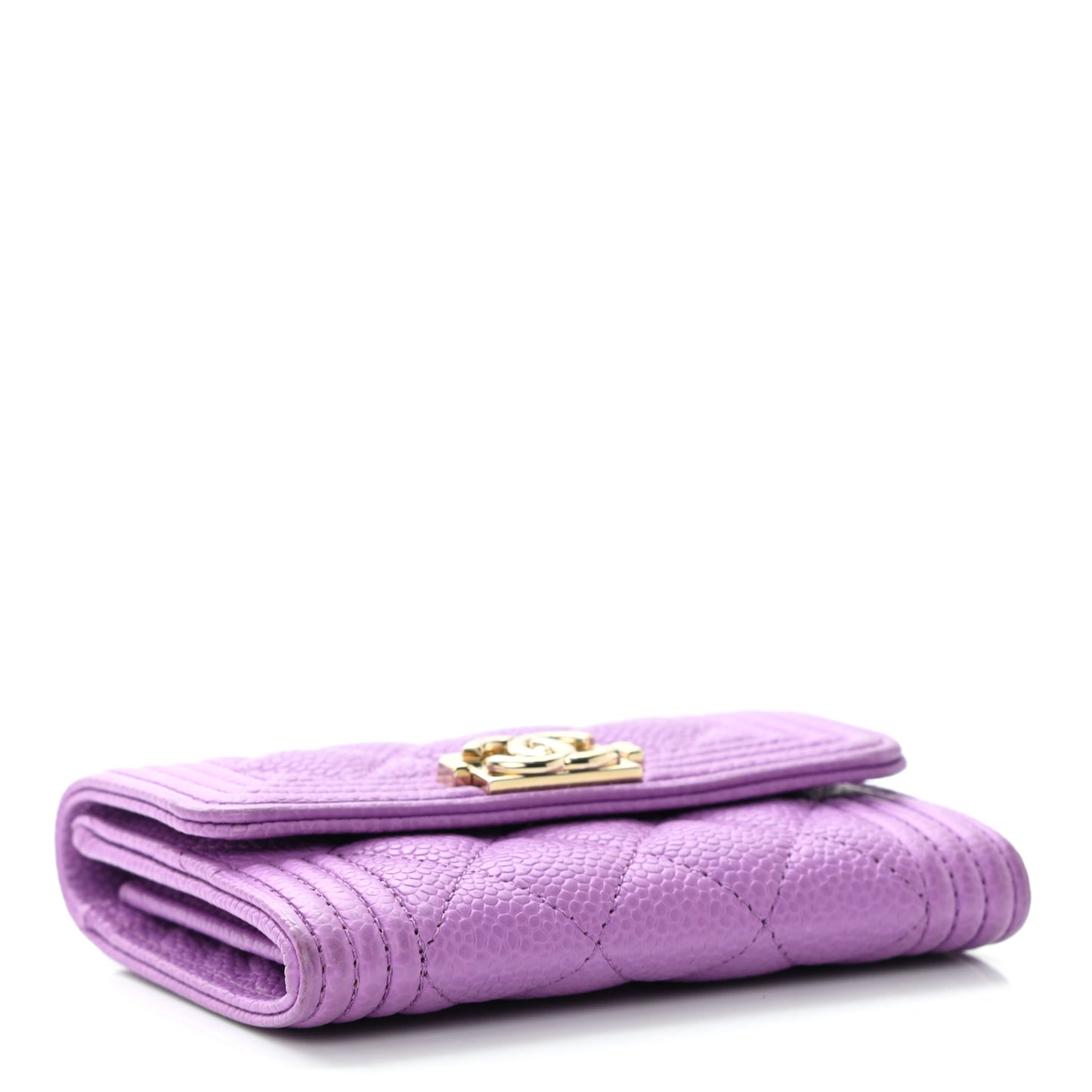 Caviar Quilted Boy Flap Card Holder Purple