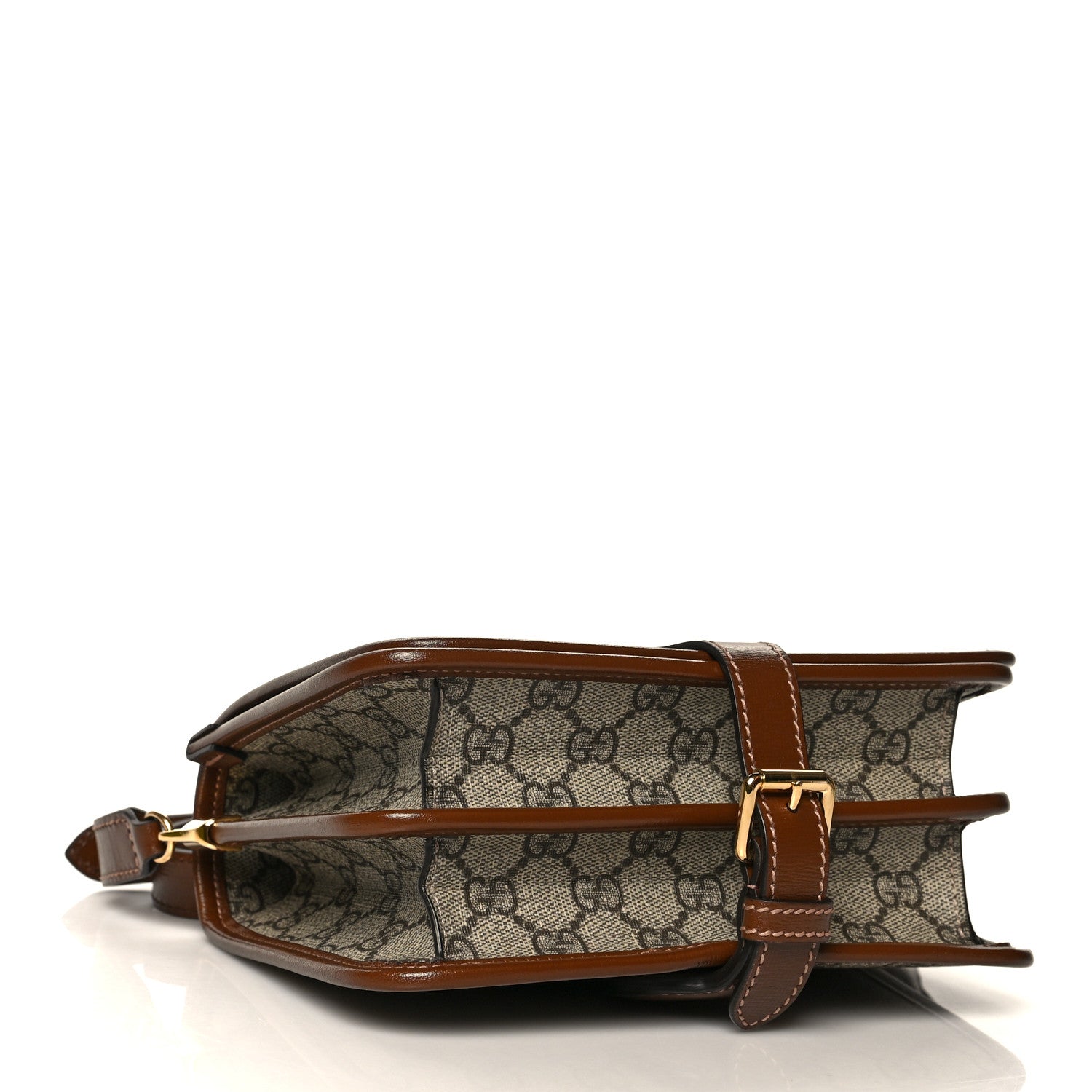 Gucci GG Supreme Monogram Azalea Calfskin Mini Retro Interlocking G Flap Shoulder Bag Beige Ebony Brown Sugar 4 of 11