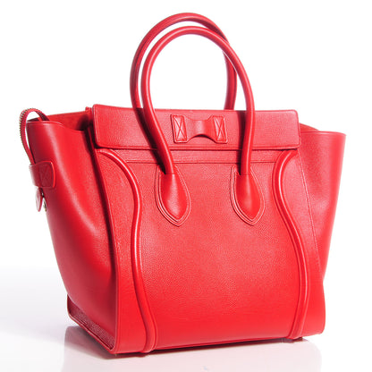 Celine Satin Calfskin Mini Luggage Vermillion 3 of 9
