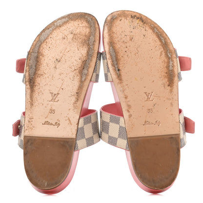 Louis Vuitton Damier Azur Bom Dia Flat Mules 35 Rose Clair 4 of 4