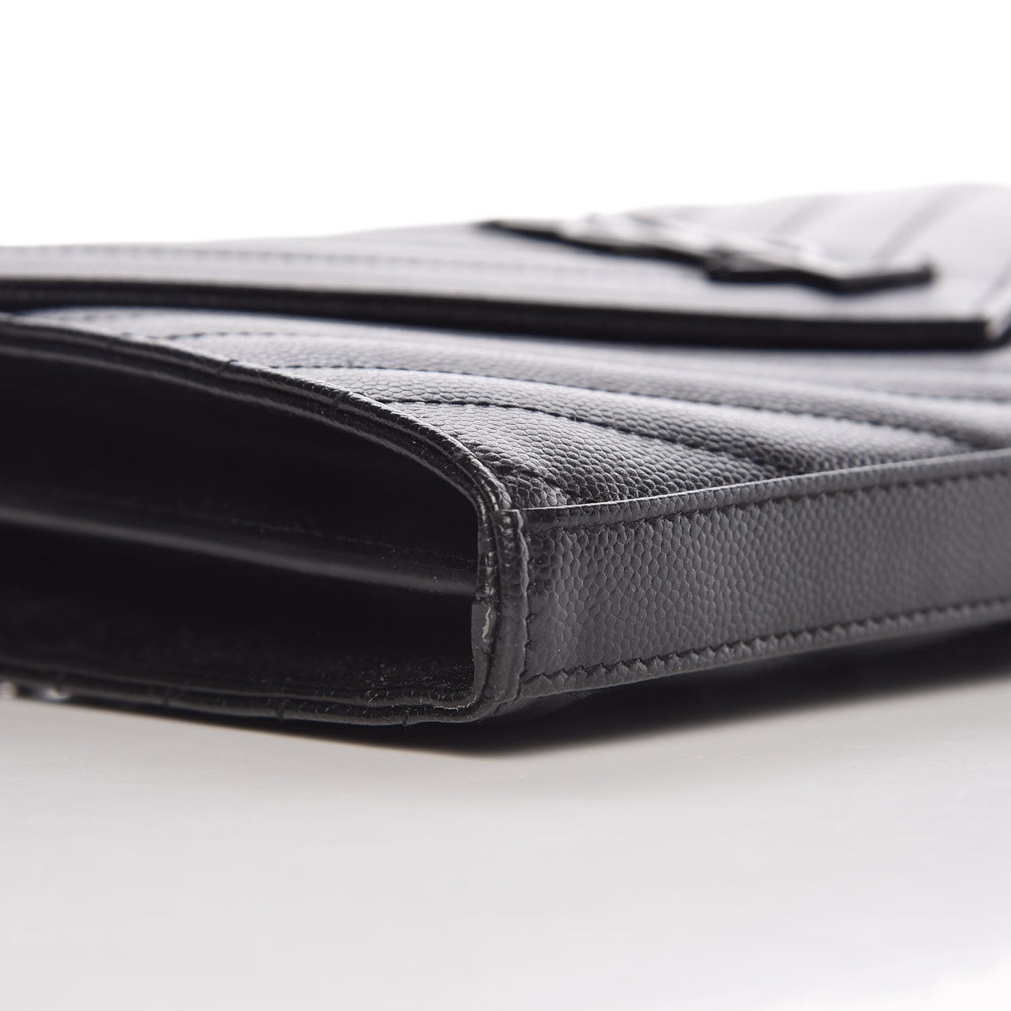 Grain De Poudre Matelasse Chevron Monogram Chain Wallet Black