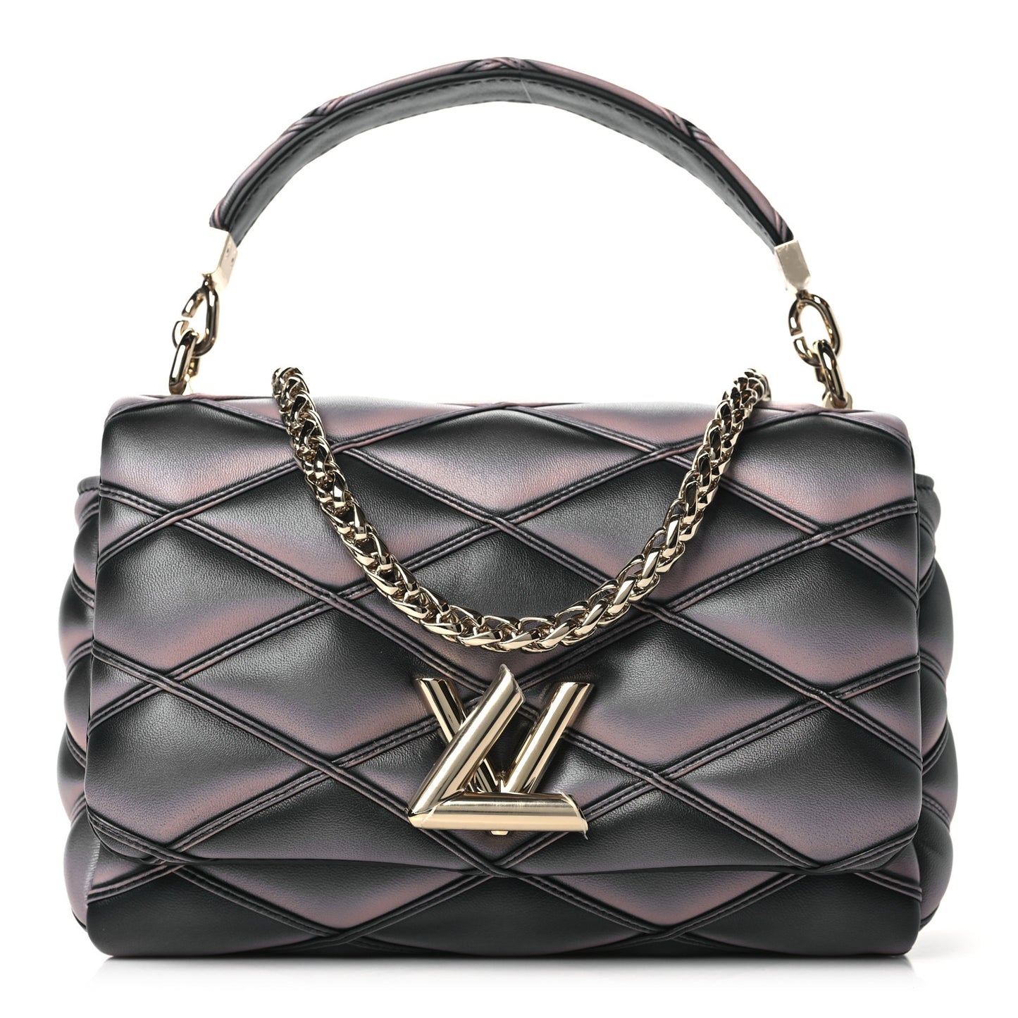 Lambskin Malletage Top Handle GO-14 MM Black Pink