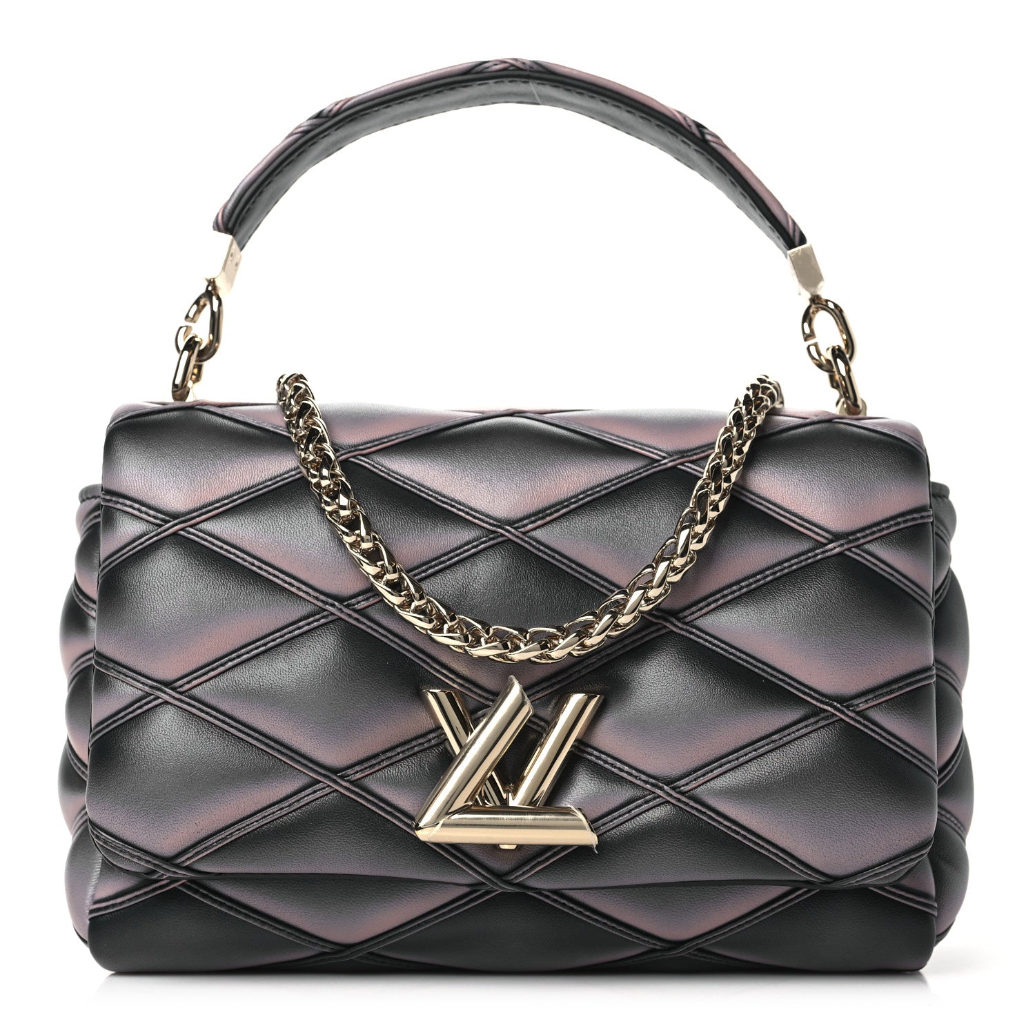 Louis Vuitton Lambskin Malletage Top Handle GO-14 MM Black Pink 1 of 10