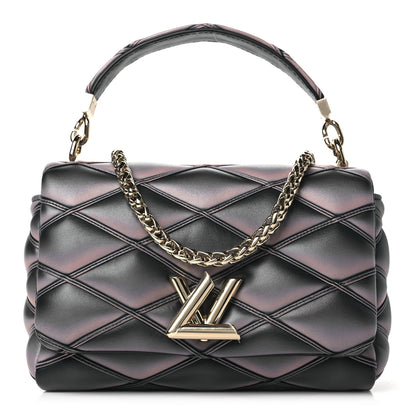 Louis Vuitton Lambskin Malletage Top Handle GO-14 MM Black Pink 1 of 10