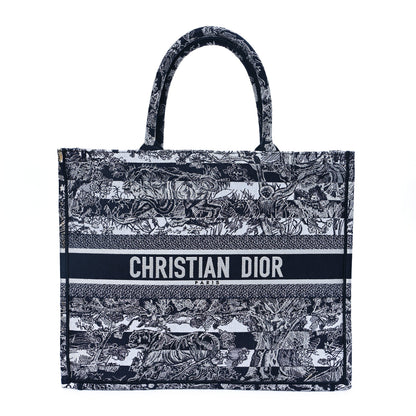 Christian Dior Canvas Embroidered Large Dioriviera Reverse Striped Toile De Jouy Book Tote Blue White 1 of 12