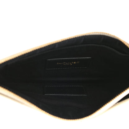 Saint Laurent Grain De Poudre Chevron Monogram Large Bill Pouch Blanc Vintage 5 of 13