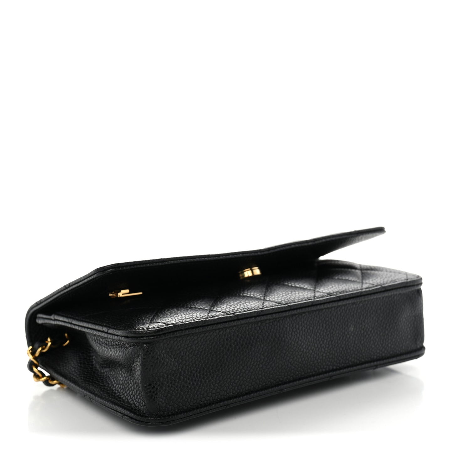 Caviar Quilted Wallet On Chain Black