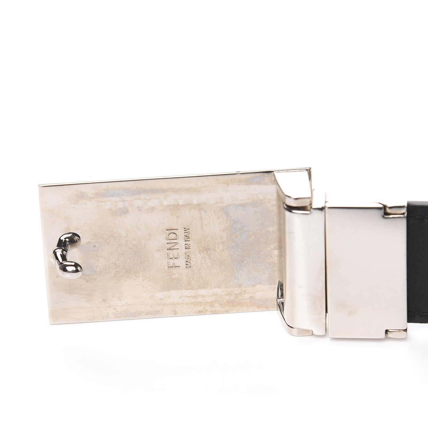 Calfskin Enamel Granite Monster Eyes Buckle Belt Black