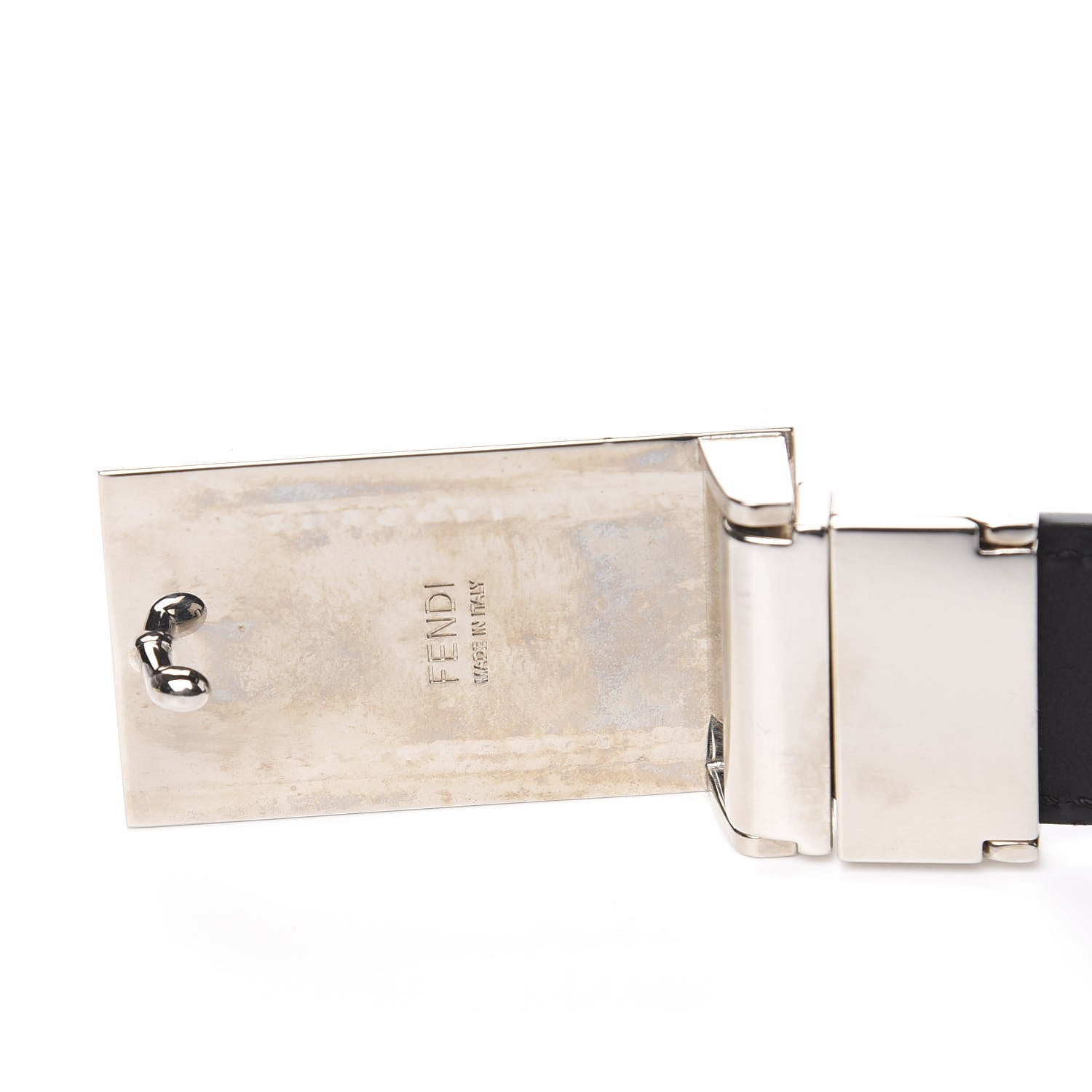 Fendi Calfskin Enamel Granite Monster Eyes Buckle Belt Black 6 of 6