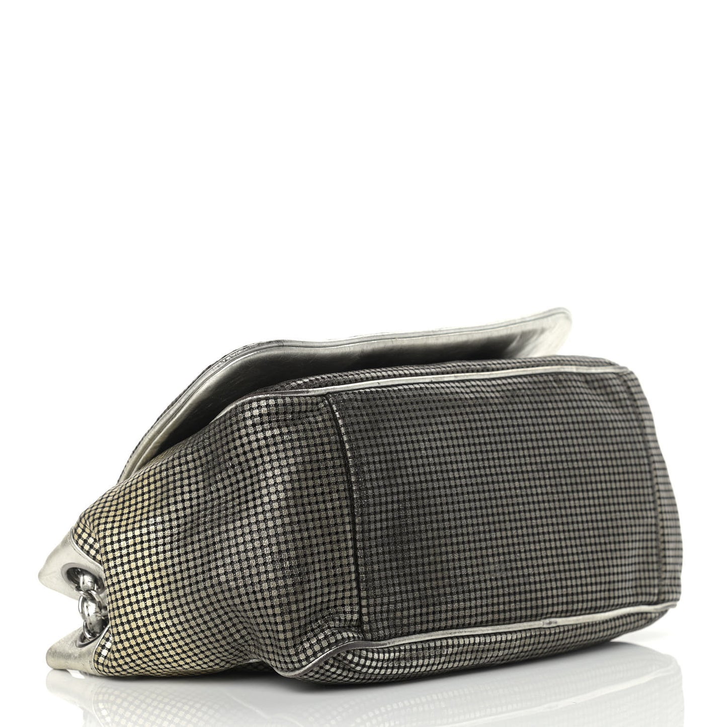 Metallic Lambskin Perforated Hollywood Accordion Flap Bag Gold