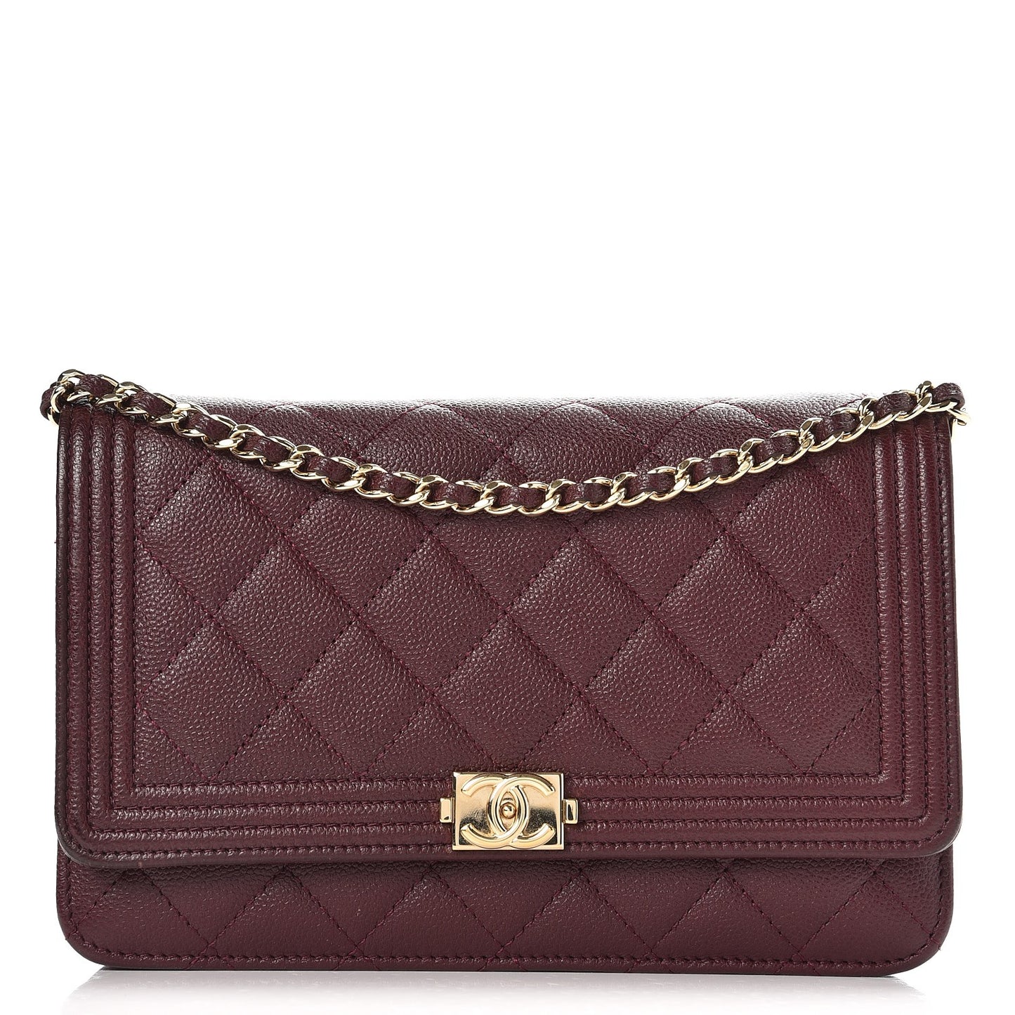 Caviar Quilted Boy Wallet On Chain WOC Dark Purple