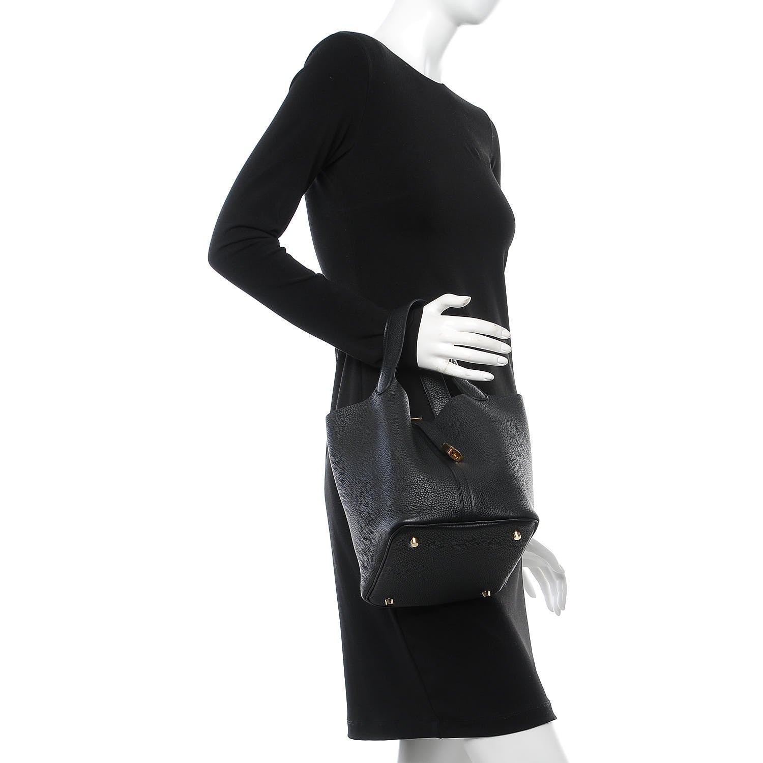 Hermes Taurillon Clemence Picotin Lock 22 MM Black 2 of 8