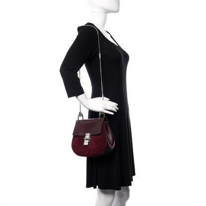 Chloe Suede Smooth Calfskin Drew Shoulder Bag Dark Purple 2 of 9