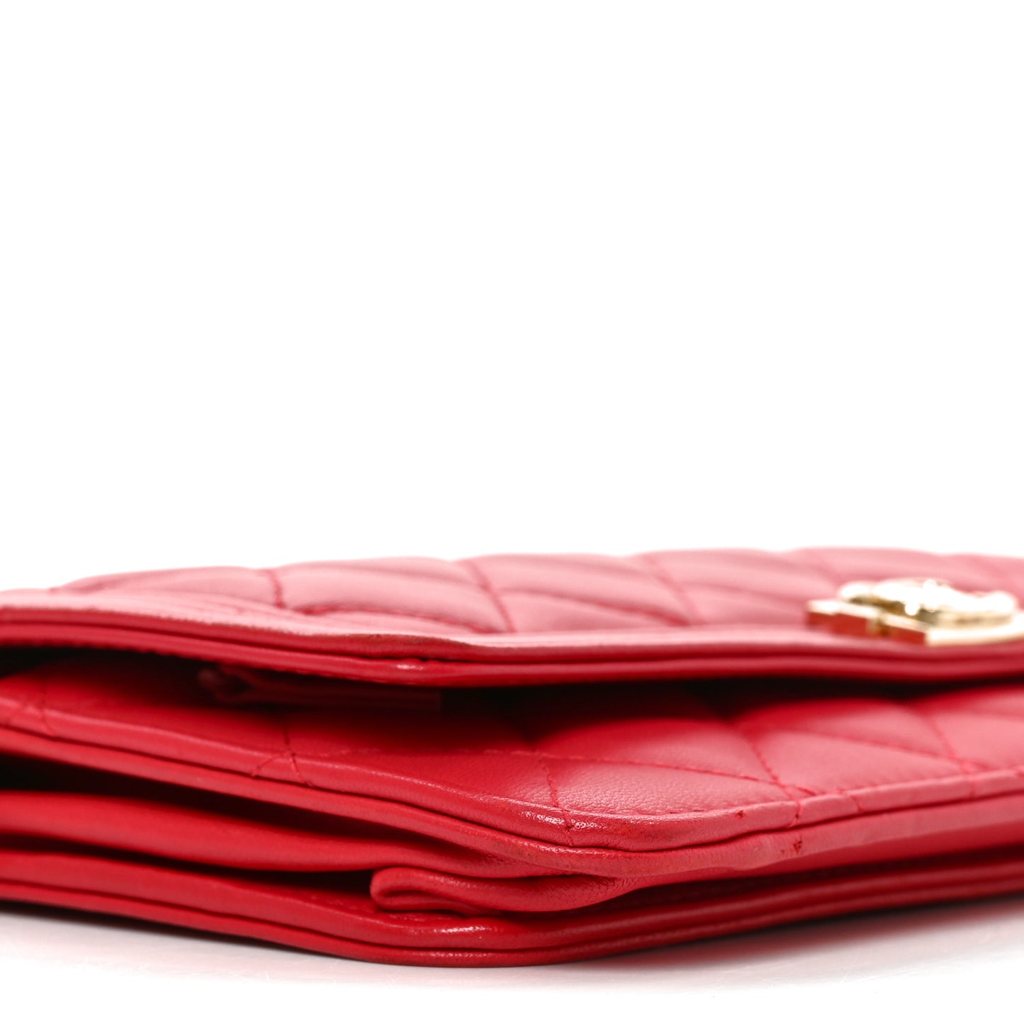 Lambskin Quilted Boy Wallet On Chain WOC Red