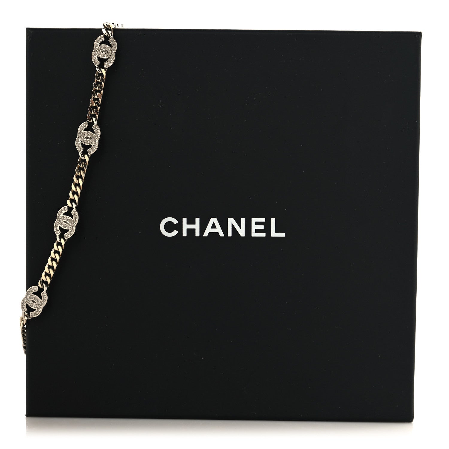 Chanel Crystal Chain CC Link Choker Gold Silver 5 of 5