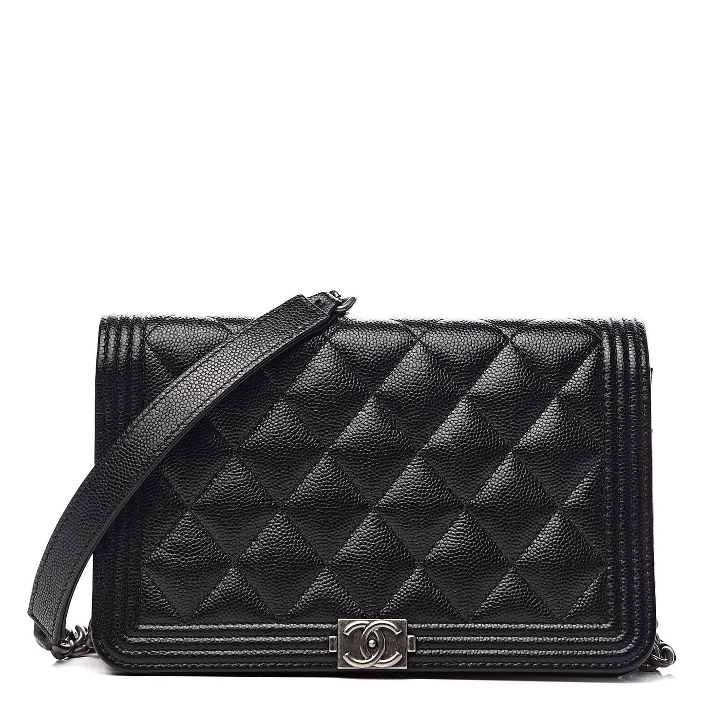Caviar Quilted Boy Wallet On Chain WOC Black