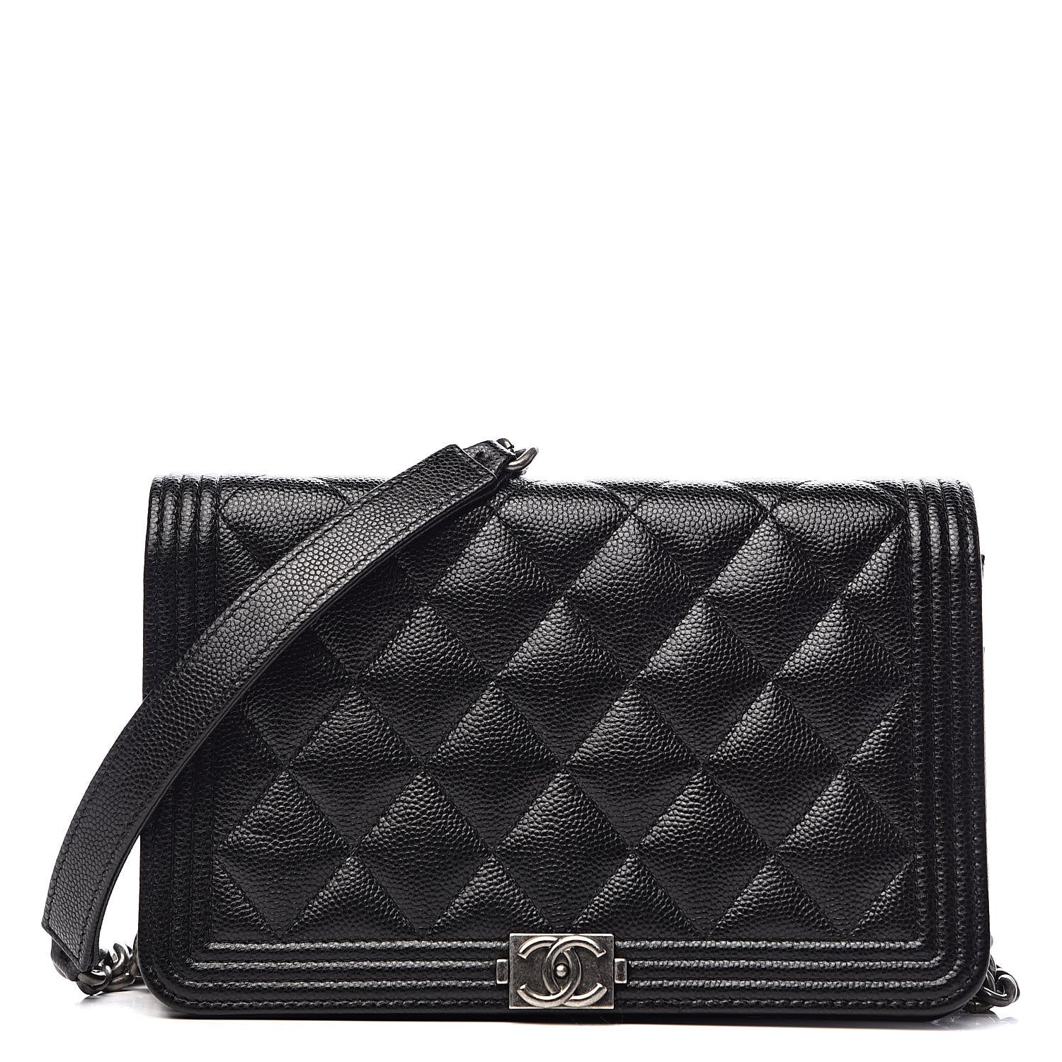 Chanel Caviar Quilted Boy Wallet On Chain WOC Black 1 of 11