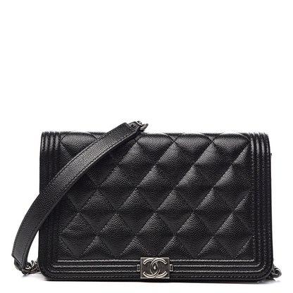 Chanel Caviar Quilted Boy Wallet On Chain WOC Black 1 of 11