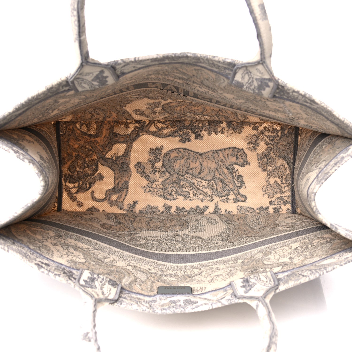 Christian Dior Canvas Embroidered Large Dioriviera Toile De Jouy Book Tote Gray 5 of 14