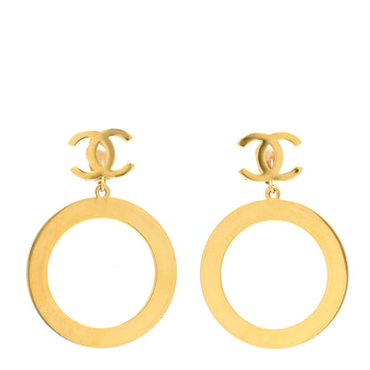 Chanel Metal CC Circle Drop Clip On Earrings Gold 1 of 4