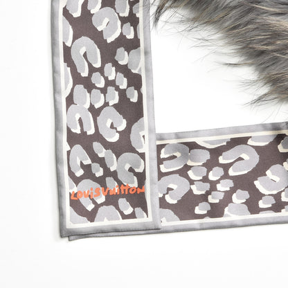 Louis Vuitton Silk Raccoon Fur Leopard Bandeau Scarf 3 of 5