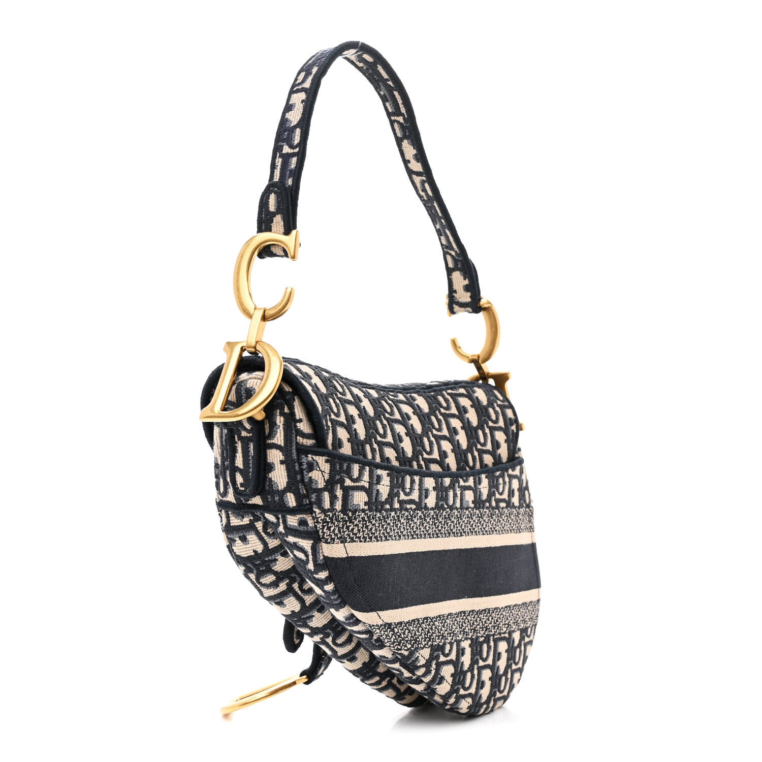 Christian Dior Oblique Embroidered Saddle Bag Blue 3 of 13