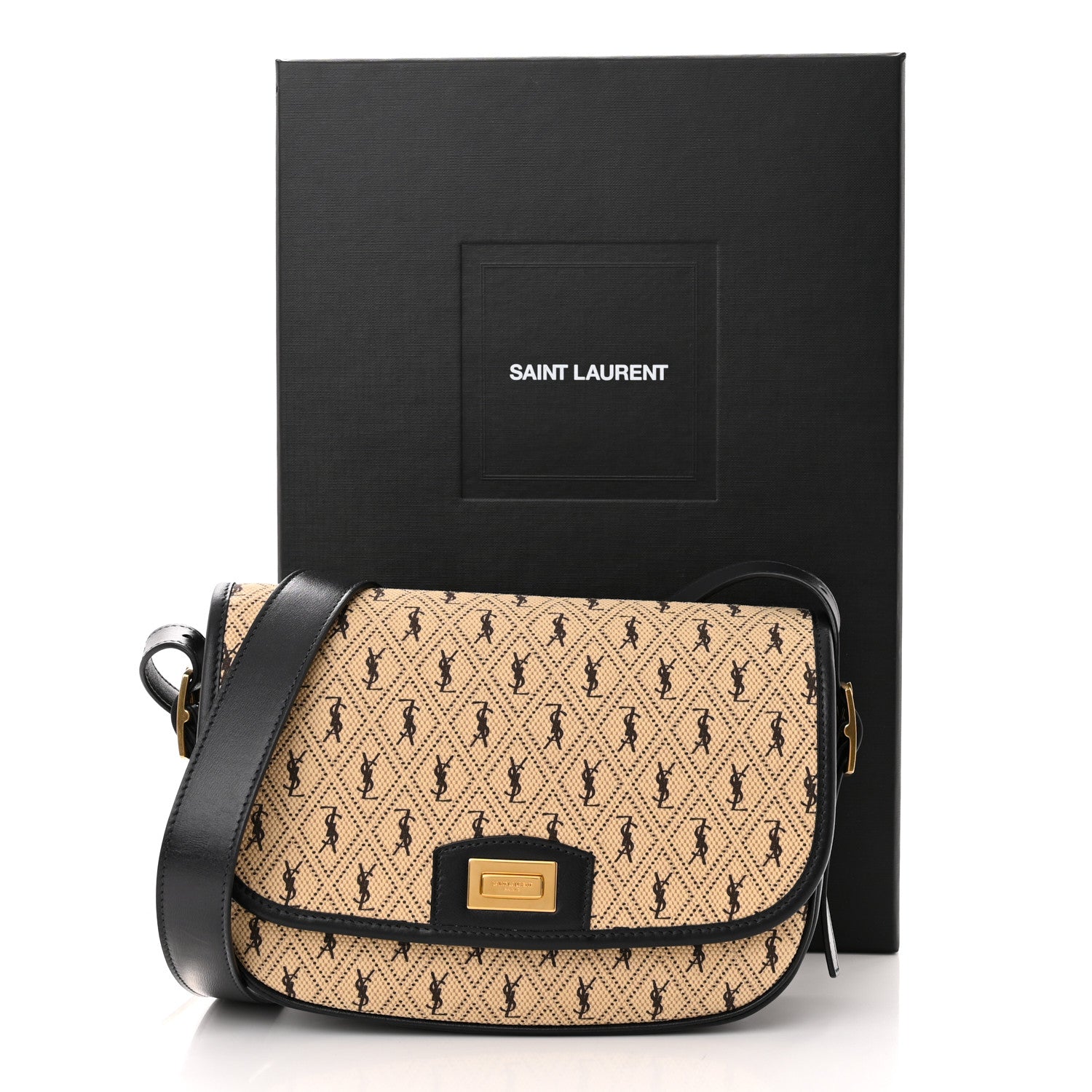 Saint Laurent Canvas Monogram All Over Satchel Bag Beige 11 of 11
